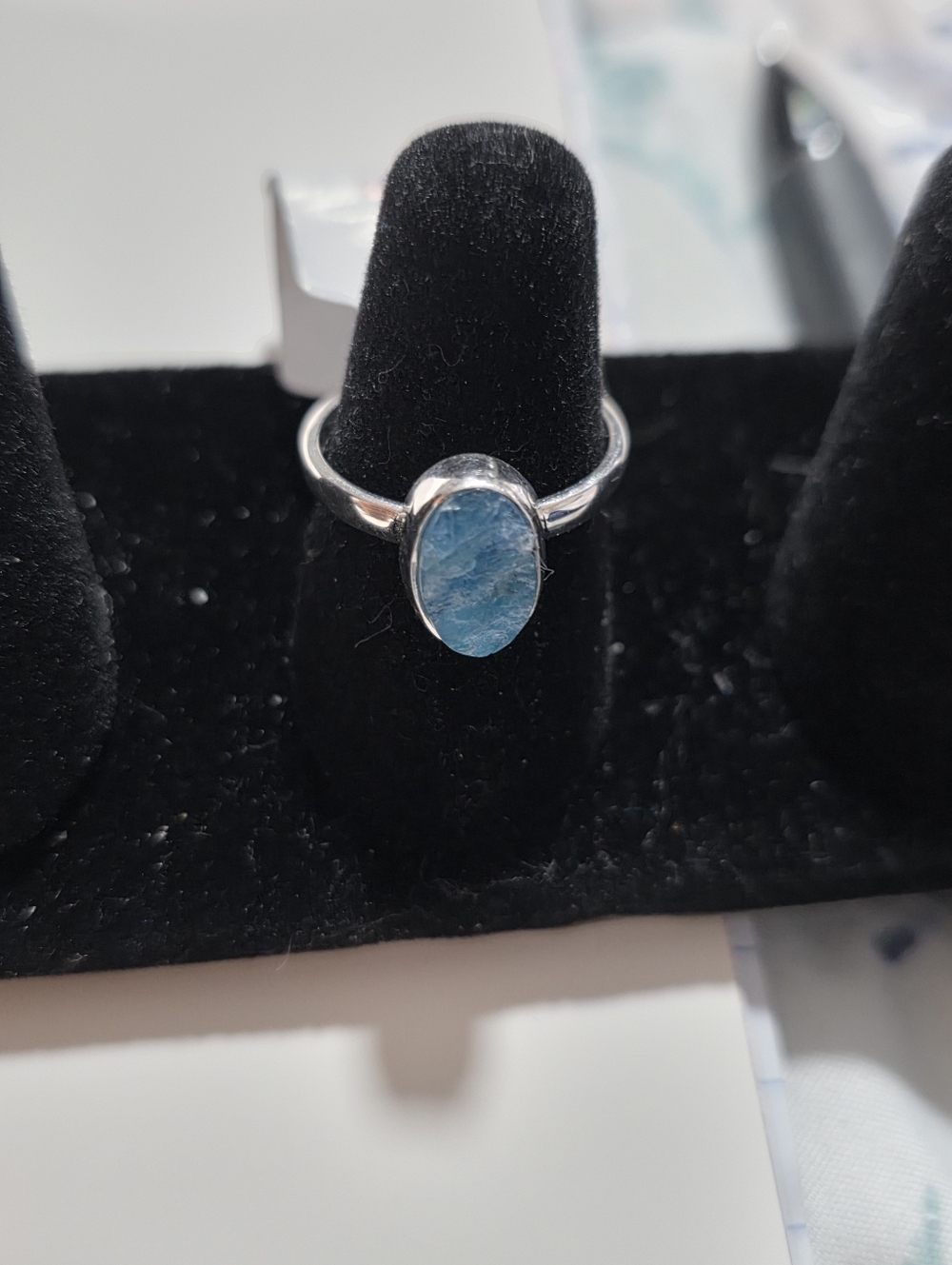 Sterling Silver Blue Apatite Stone Oval Ring - Women’s Jewelry